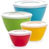 image:imageBINO  Mixing Bowl Set with Lids  Versatile Plastic Bowls for Kitchen Mixing Serving and Storage  4Piece Mixing Bowl Set in Various Sizes  SpaceSaving Nesting Design  Dishwasher SafeMulticolor