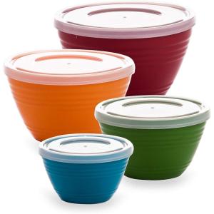BINO Plastic Mini Prep Bowls with Lids Set – Plastic Bowl Set Prep Bowls for Kitchen(Multicolor)