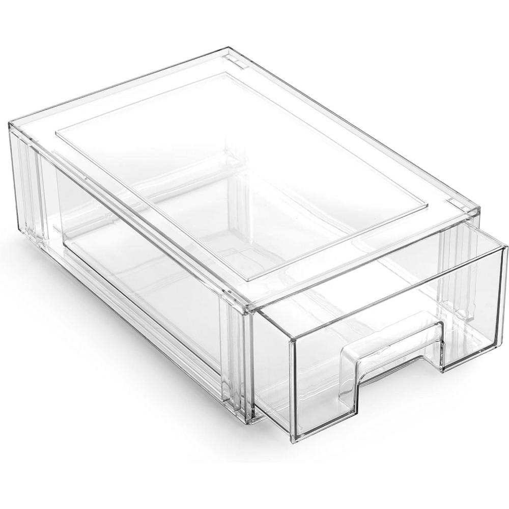 image:imageBINO  Stackable Storage Drawers Small  Clear  THE CRATE COLLECTION  Storage Bins With Drawers  Bathroom Organizers  Under Sink Organizer  Vanity Cabinet Home OrganizationSmall
