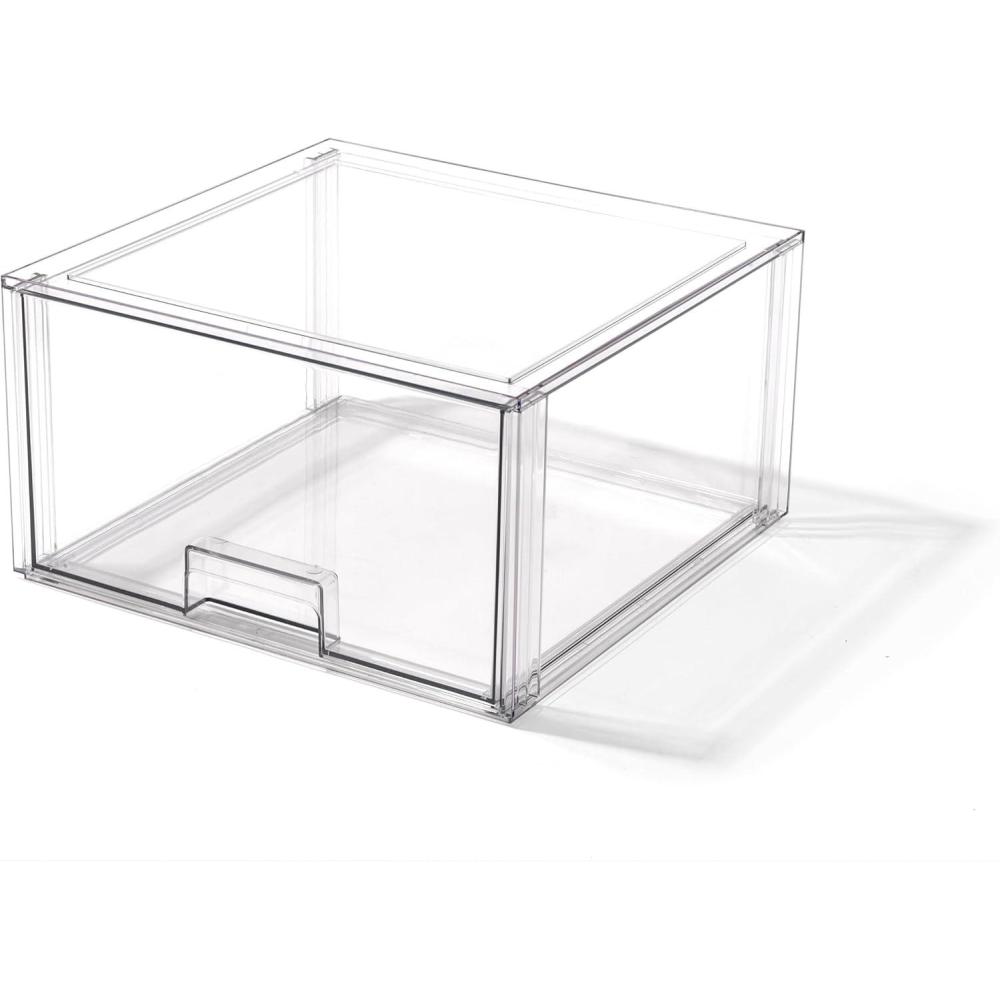 image:imageBINO  Stackable Storage Drawers Small  Clear  THE CRATE COLLECTION  Storage Bins With Drawers  Bathroom Organizers  Under Sink Organizer  Vanity Cabinet Home OrganizationTall XLarge