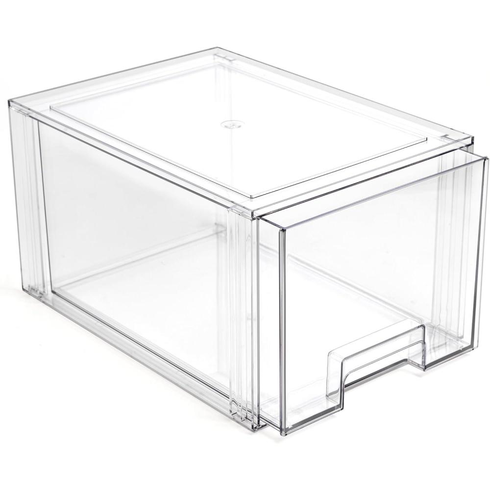 image:imageBINO  Stackable Storage Drawers Small  Clear  THE CRATE COLLECTION  Storage Bins With Drawers  Bathroom Organizers  Under Sink Organizer  Vanity Cabinet Home OrganizationTall Large