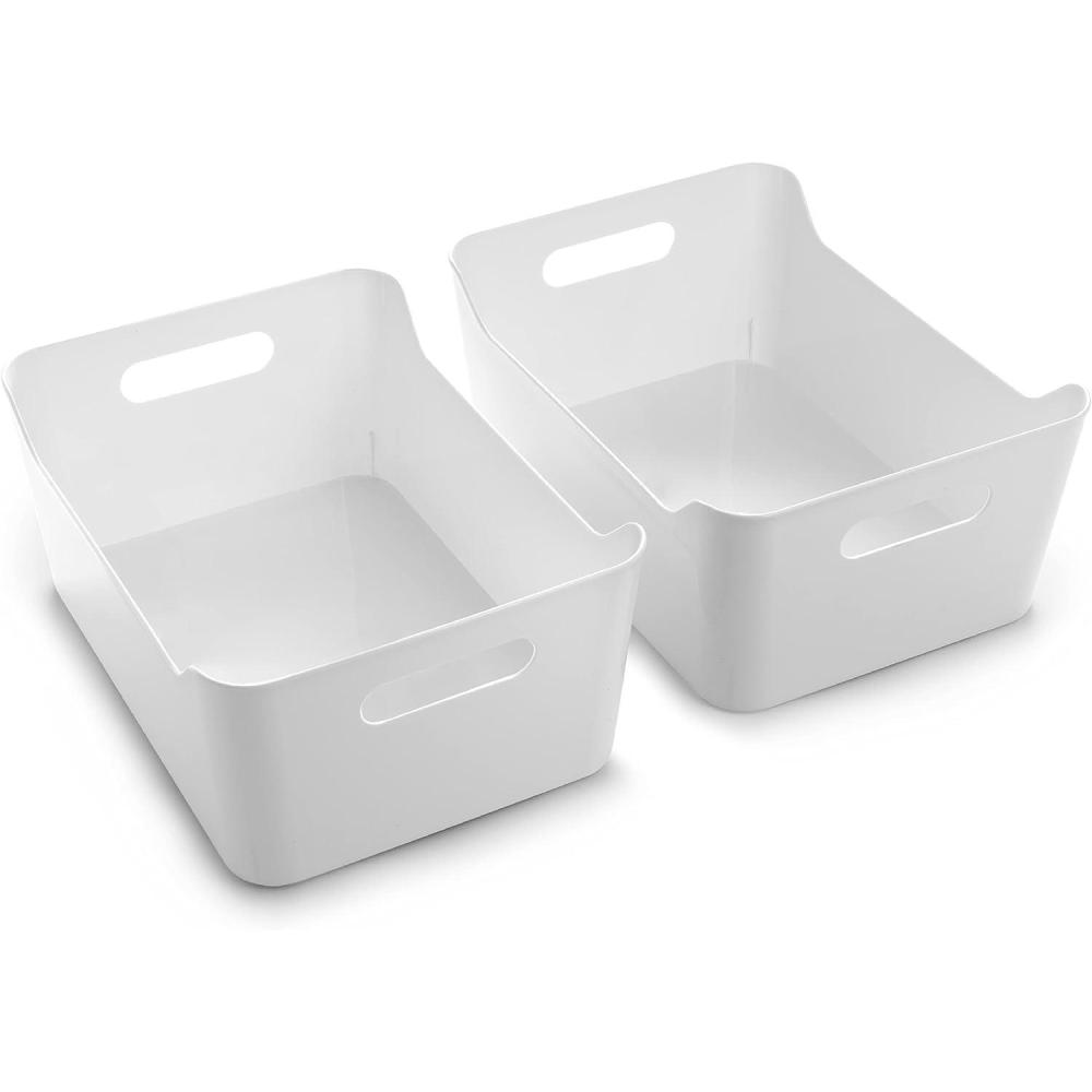 image:imageBINO Plastic Storage Bins  Small 2 Pack White  THE SOHO COLLECTION  Pantry Organizers and Fridge OrganizerWhite