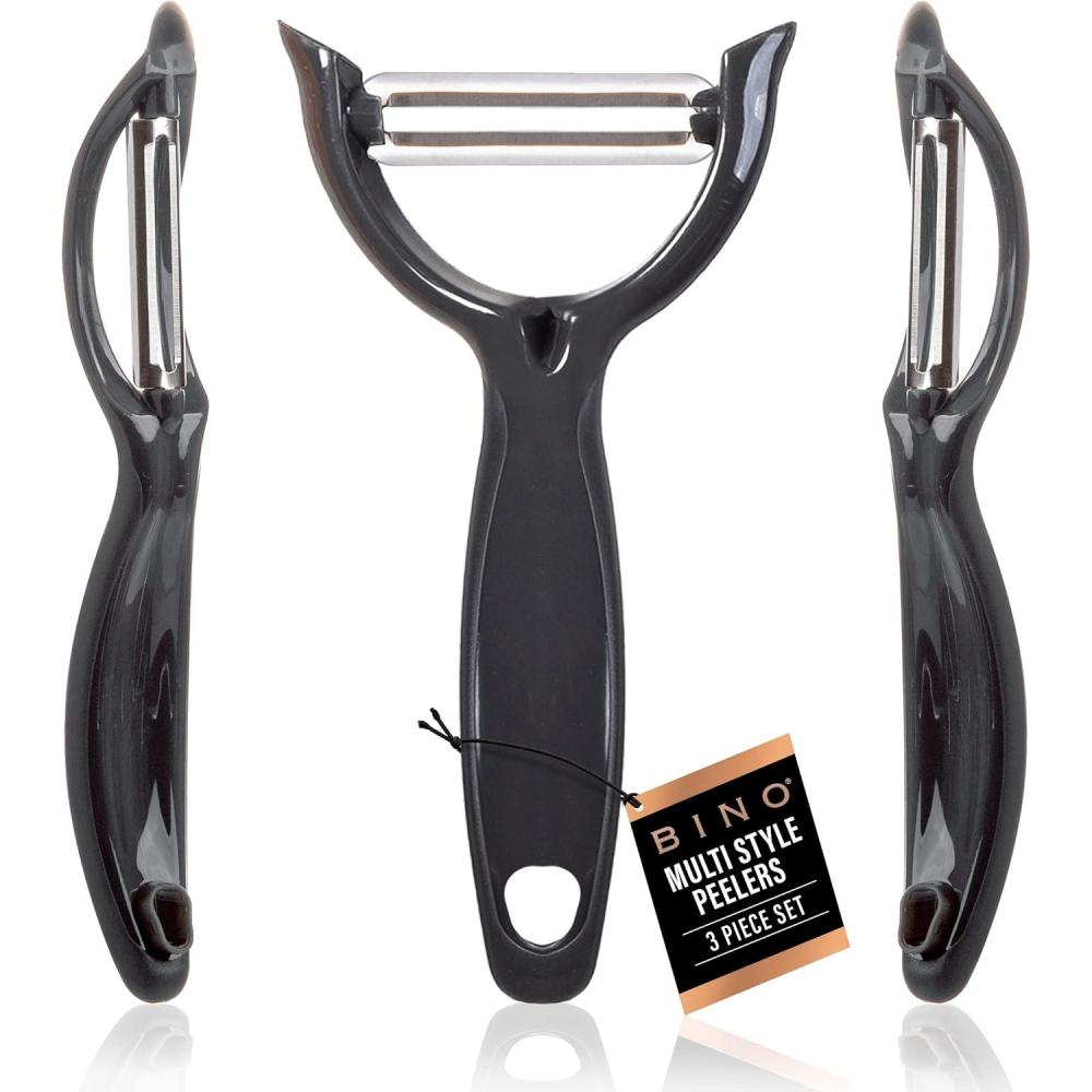 image:imageBINO Stainless Steel 3Piece Peeler Set  Dark Grey  1Piece YShaped  2Piece Swivel  Multifunctional Kitchen Grip Peelers  Fruits amp Vegetables Peelers  Hand Peelers  Kitchen amp Cooking Prep