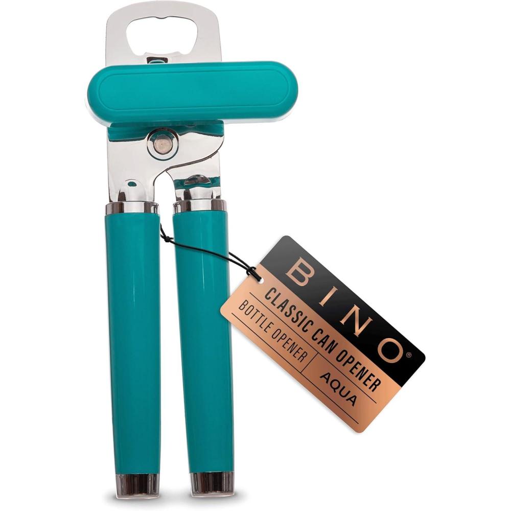 image:imageBINO Stainless Steel Can Opener  Aqua  Bottle amp Can Opener Manual  HandHeld Can Opener  Utility Can Opener  Can Opener with Sharp Blades Smooth Edge  Can Opener Handle  Kitchen Accessories