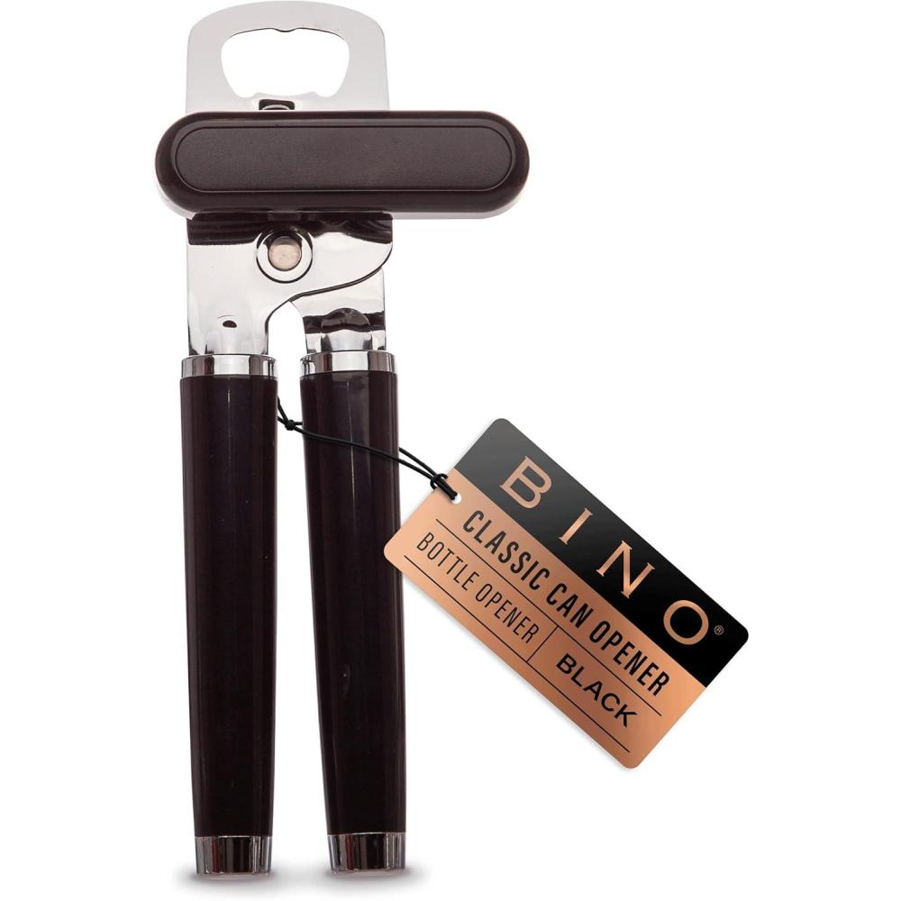 image:imageBINO Stainless Steel Can Opener  Black  Bottle amp Can Opener Manual  HandHeld Can Opener  Utility Can Opener  Can Opener with Sharp Blades Smooth Edge  Can Opener Handle  Kitchen Accessories