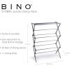 BINO | 3 Tier Foldable Drying Rack – Silver| Lightweight Steel Design, Easy Setup & Storage | Portable Steel Design | Laundry Drying Rack | Home Essential