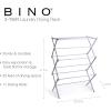 BINO | 3 Tier Foldable Drying Rack – White | Lightweight Steel Design, Easy Setup & Storage | Portable Steel Design | Laundry Drying Rack | Home Essential