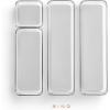 BINO | 4-Piece Drawer Organizer Bin Set – Grey, Small | THE MODULAR+ | Multi-Purpose Storage | Soft-Grip Lining and Non-Slip Rubber Feet | Durable | BPA-Free | Desk Drawer Organizer | Vanity(Light Grey)