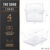 BINO | Plastic Organizer Bins, X-Large – 4 Pack | The SOHO Collection | Multi-Use Organizer Bins | Pantry & Freezer Bin | Plastic Storage Containers | Bin for Home & Kitchen Org(Clear)