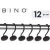 BINO | Shower Curtain Hooks – Brushed Nickel – Set of 12 | Hooks Shower Curtain | Shower Curtain Rings Hooks | Rust Proof Shower Curtain Hooks | Bathroom Shower Hooks For Curtain | Bathroom Essentials(Matte Black)