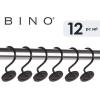 BINO | Shower Curtain Hooks – Matte Black – Set of 12 | Hooks Shower Curtain | Shower Curtain Rings Hooks | Rust Proof Shower Curtain Hooks | Bathroom Shower Hooks for Curtain | Bathroom Essentials(Black)