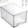 BINO | Stackable Storage Drawers, Small – Clear | THE CRATE COLLECTION | Storage Bins With Drawers | Bathroom Organizers | Under Sink Organizer | Vanity Cabinet Home Organization(Tall Small)