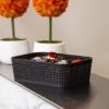 BINO | Woven Plastic Basket | Medium (Black), 4-Pack | THE JUTE COLLECTION | Home Organization, Space – Saving Storage, Stylish Design | Jute Basket | Plastic Storage Basket(Black)