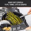 BINO 2-Piece Silicone Spoon & Slotted Turner Set with Stainless Steel & Wooden Handle – Black | BPA-Free Nonstick & Heat Resistant Silicone | Mixing & Serving | Cooking Utensils for Nonstick Cookware