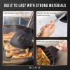 BINO 2-Piece Silicone Spoon & Slotted Turner Set with Stainless Steel & Wooden Handle – Black | BPA-Free Nonstick & Heat Resistant Silicone | Mixing & Serving | Cooking Utensils for Nonstick Cookware