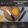 BINO 2-Piece Stainless Steel Paring Knife & Utility Knife with Blade Guards Set – Speckled Black | Sharp Knife Set with Good Grip | Cooking Knives | Peeling & Cutting Fruits & Vegetables | Meal Prep