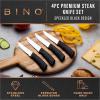 BINO 4-Piece Stainless Steel Steak Knife Set – Speckled Black | Small Knives | Sharp Knife Set | Meat Knife Set | Kitchen Dinner Knives | Cutting Knives | Non-Stick & Rust-Resistant Dinner Knives