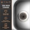 BINO Kitchen Silicone Sink Drain Strainer with Stainless Steel Rim | Kitchen Sink Drain Cover | Sink Drain Strainers to Catch Food Clogs | Food Catcher Strainer Basket | Kitchen Plug Sink Strainer