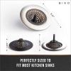 BINO Kitchen Silicone Sink Drain Strainer with Stainless Steel Rim | Kitchen Sink Drain Cover | Sink Drain Strainers to Catch Food Clogs | Food Catcher Strainer Basket | Kitchen Plug Sink Strainer