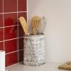 BINO Kitchen Utensil Holder for Countertop, Grey Wildflower – Utensil Caddy countertop utensil holder Utensil Crocks for kitchen Cooking Utensil Holder Kitchen Utensils Holder Spatula Holder