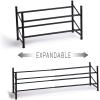 BINO Stackable 2 Tier Expandable Shoe Rack – 6-12 Pair Shoe Shelf Tower Storage Organizer, Black