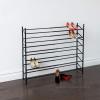 BINO Stackable 4 Tier Expandable Shoe Rack – 12-24 Pair Shoe Shelf Tower Storage Organizer, Black