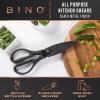 BINO Stainless Steel Blade Kitchen Shears – Black | Strong & Sharp Kitchen Shears | Cooking Scissors | Food Shears | Vegetable Scissors | Poultry Meat & Bone Cutting Scissors | Utility Kitchen Tool