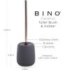 BINO Toilet Brush with Holder – Silicone Coated Ceramic, Light Grey – Bowl Cleaner(Gray)