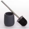BINO Toilet Brush with Holder – Silicone Coated Ceramic, Light Grey – Bowl Cleaner(Gray)