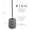 BINO Toilet Brush with Holder – Silicone Coated Ceramic, Light Grey – Bowl Cleaner(Light Grey)