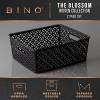 BINO l Plastic Storage Baskets, Large – Black | THE BLOSSOM COLLECTION l Multi-Use Organizer Bin l Built-in Handles l Plastic Woven Basket for Organizing l Pantry & Home Organizing Basket(Black)