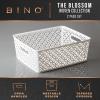 BINO l Plastic Storage Baskets, Large – Black | THE BLOSSOM COLLECTION l Multi-Use Organizer Bin l Built-in Handles l Plastic Woven Basket for Organizing l Pantry & Home Organizing Basket(White)