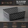 BINO l Plastic Storage Baskets, Large – Black | THE BLOSSOM COLLECTION l Multi-Use Organizer Bin l Built-in Handles l Plastic Woven Basket for Organizing l Pantry & Home Organizing Basket(Grey)