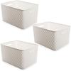 BINO | Plastic Basket, Large – Black – 3 Pack | THE PLAIT COLLECTION | Multi-Use Storage Bins | Durable, Drawer & Cabinet-Friendly | Storage Baskets for Organizing | Pantry & Closet Organizer