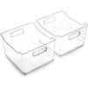 BINO | Plastic Storage Bins – 4 Pack | THE LODGE COLLECTION | Clear Storage | Containers for Organizing with Handles | Pantry Kitchen Organization | Fridge Organizer | Bathroom | Shelves Cabinet(2)