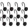 BINO | Shower Curtain Hooks – Brushed Nickel – Set of 12 | Hooks Shower Curtain | Shower Curtain Rings Hooks | Rust Proof Shower Curtain Hooks | Bathroom Shower Hooks For Curtain | Bathroom Essentials(Matte Black)