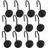 BINO | Shower Curtain Hooks – Matte Black – Set of 12 | Hooks Shower Curtain | Shower Curtain Rings Hooks | Rust Proof Shower Curtain Hooks | Bathroom Shower Hooks for Curtain | Bathroom Essentials(Black)