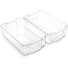 BINO | Stackable Storage Bins, Large – 2 Pack | THE STACKER COLLECTION | Clear Plastic Storage Bins | Built-In Handles | BPA-Free | Containers for Organizing Kitchen Pantry | Multi-Use Organizer Bins(X-Large)