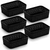 BINO | Woven Plastic Basket | Medium (Black), 4-Pack | THE JUTE COLLECTION | Home Organization, Space – Saving Storage, Stylish Design | Jute Basket | Plastic Storage Basket(Black)