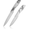 BINO 2-Piece Stainless Steel Paring Knife & Utility Knife with Blade Guards Set – Marble | Sharp Kitchen Knives with Good Grip | Cooking Knives | Peeling & Cutting Fruits & Vegetables | Meal Prep