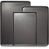 BINO Bakeware Nonstick Cookie Sheet Baking Tray Set, 3-Piece – Gunmetal | Non Stick Baking Pans Set | Carbon Steel Tray Bakeware Sets | Oven Safe | Cookie Sheet Pans | Food-Safe(Gunmetal)