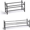 BINO Stackable 2 Tier Expandable Shoe Rack – 6-12 Pair Shoe Shelf Tower Storage Organizer, Black