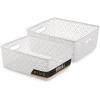 BINO l Plastic Storage Baskets, Large – Black | THE BLOSSOM COLLECTION l Multi-Use Organizer Bin l Built-in Handles l Plastic Woven Basket for Organizing l Pantry & Home Organizing Basket(White)