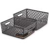 BINO l Plastic Storage Baskets, Large – Black | THE BLOSSOM COLLECTION l Multi-Use Organizer Bin l Built-in Handles l Plastic Woven Basket for Organizing l Pantry & Home Organizing Basket(Grey)