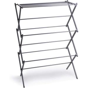BINO | 3 Tier Foldable Drying Rack – Silver| Lightweight Steel Design, Easy Setup & Storage | Portable Steel Design | Laundry Drying Rack | Home Essential
