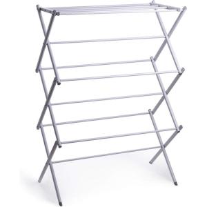 BINO | 3 Tier Foldable Drying Rack – White | Lightweight Steel Design, Easy Setup & Storage | Portable Steel Design | Laundry Drying Rack | Home Essential