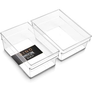 BINO | Plastic Storage Bins, Small – Shallow | THE HANDLER COLLECTION | Multipurpose Organizer Bins | Kitchen Pantry Organizers and Storage | Clear Containers for Organizing Home | Freezer Organizer(2PK X-LARGE – 14 x 10 x 4)