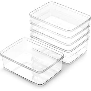 BINO | Plastic Storage Bins, X-Small – 5 Pack | THE LUCID COLLECTION | Multi-Use Built-In Handles BPA-Free Clear Storage Containers | Fridge Organizer | Pantry & Home Organization(5PK – X-SMALL)