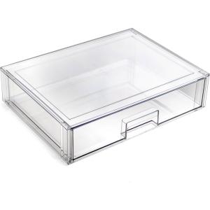 BINO | Stackable Storage Drawers, Small – Clear | THE CRATE COLLECTION | Storage Bins With Drawers | Bathroom Organizers | Under Sink Organizer | Vanity Cabinet Home Organization(Shallow X-Large)
