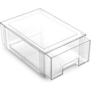 BINO | Stackable Storage Drawers, Small – Clear | THE CRATE COLLECTION | Storage Bins With Drawers | Bathroom Organizers | Under Sink Organizer | Vanity Cabinet Home Organization(Large)